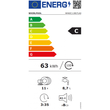 WHIRLPOOL WH6IC11BS7LA0 Εντοιχιζόμενο Πλυντήριο Πιάτων 11 Σερβίτσια 44.8cm WHIRLPOOL WH6IC11BS7LA0 Εντοιχιζόμενο Πλυντήριο Πιάτων 11 Σερβίτσια 44.8cm
